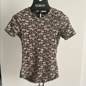 Aritzia Babaton Black and Cream Lace Tank Top Size Small